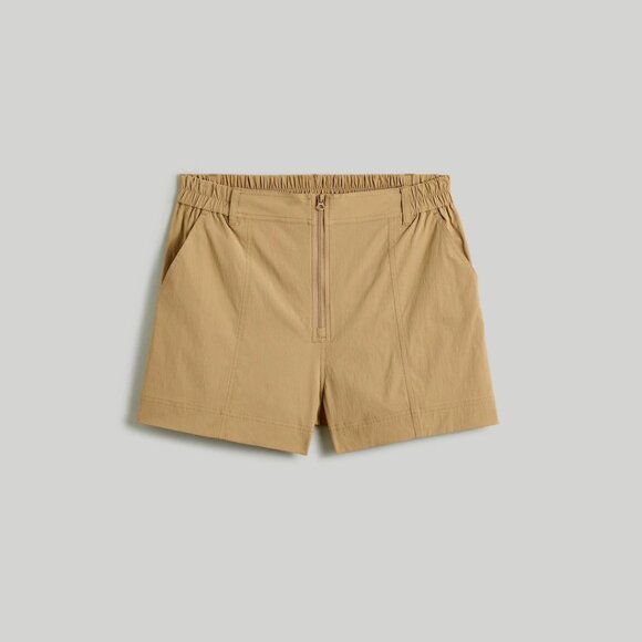 Madewell Zip-Front Tapered Shorts Tan Khaki Size L - Picture 1 of 4